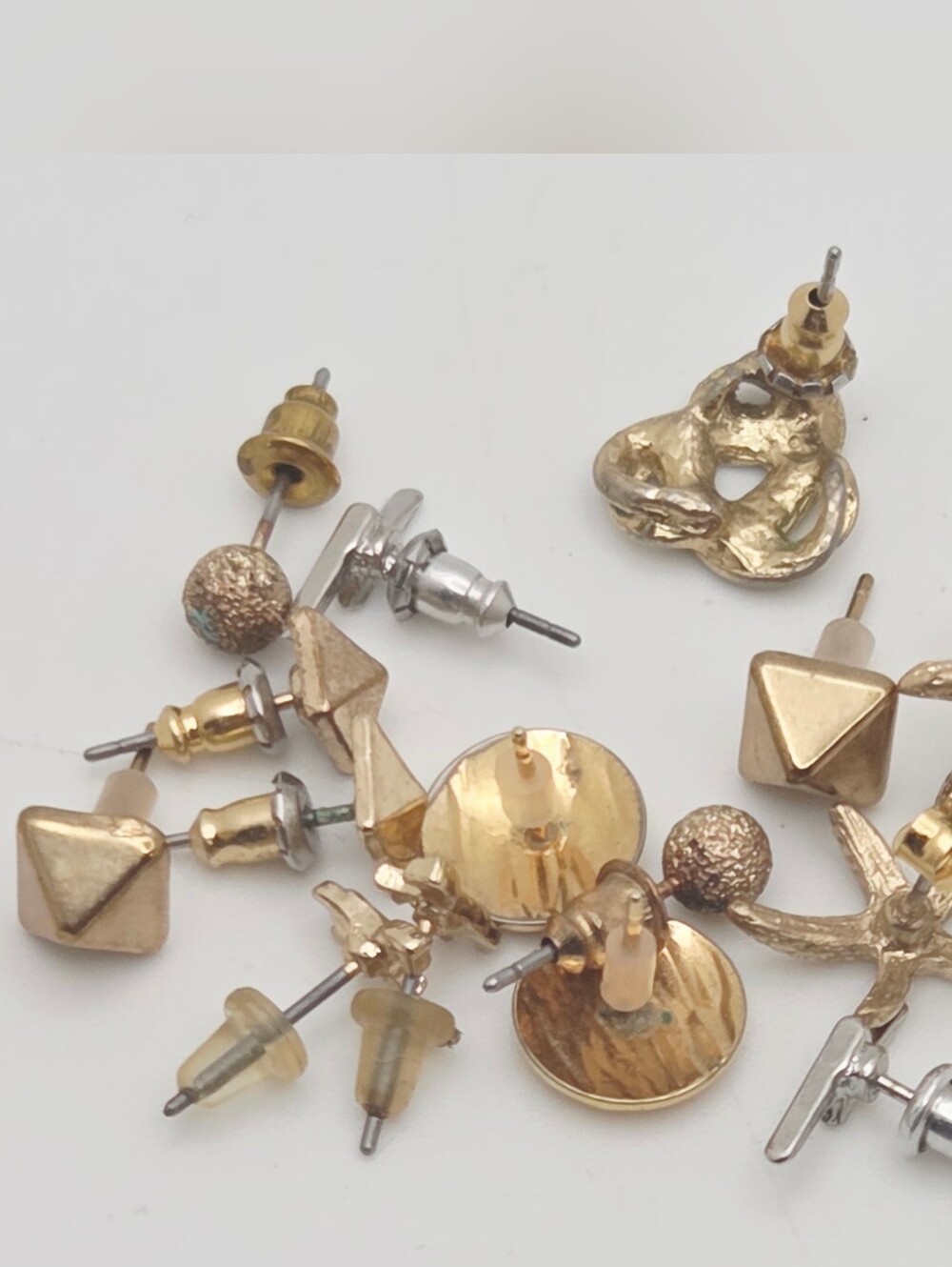 Gold Tone Mixed Stud Earring Lot- Women Jewelry 8 Pairs